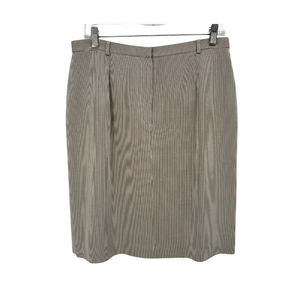 Talbots Pencil Skirt NWT Pinstripe Brown White Career Workwear Wool Blend Sz 12‎